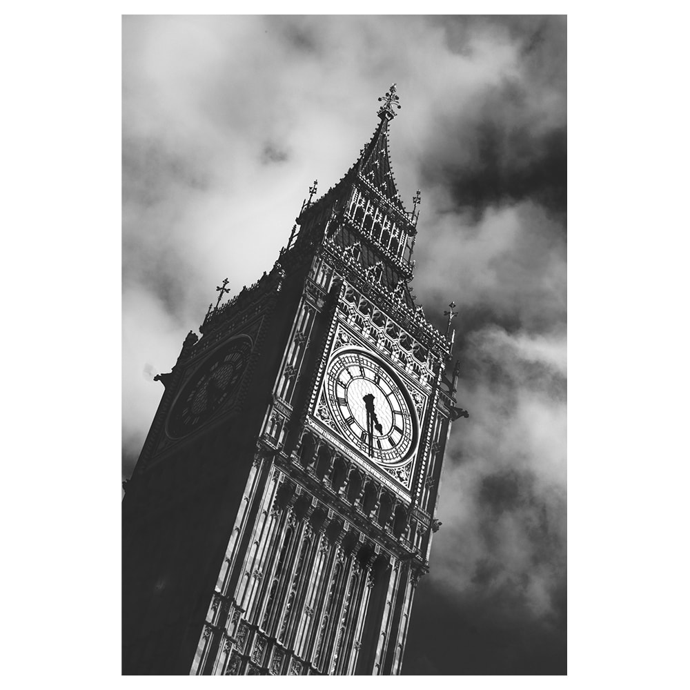Stampa decorativa - Il Big Ben cm. 60x90 - Grigio - PES - Poliestere