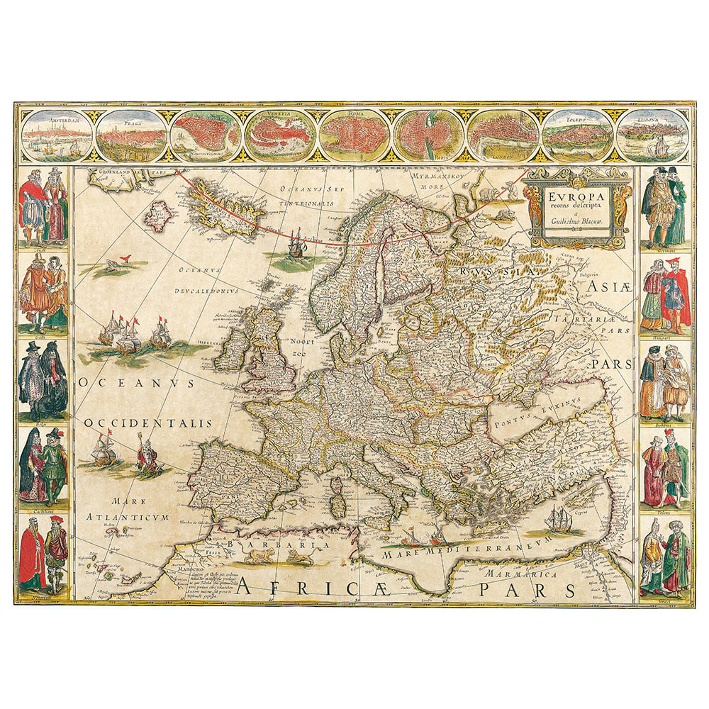 Stampa su tela - Mappa Antica No. 57 cm. 40x50 - Multicolore - PES - Poliestere