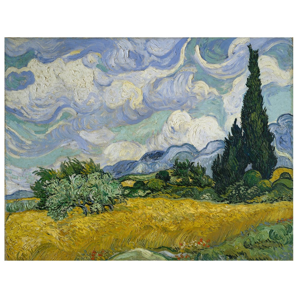 Tableau champ de blé avec cyprès Vincent Van Gogh cm 60x80cm
