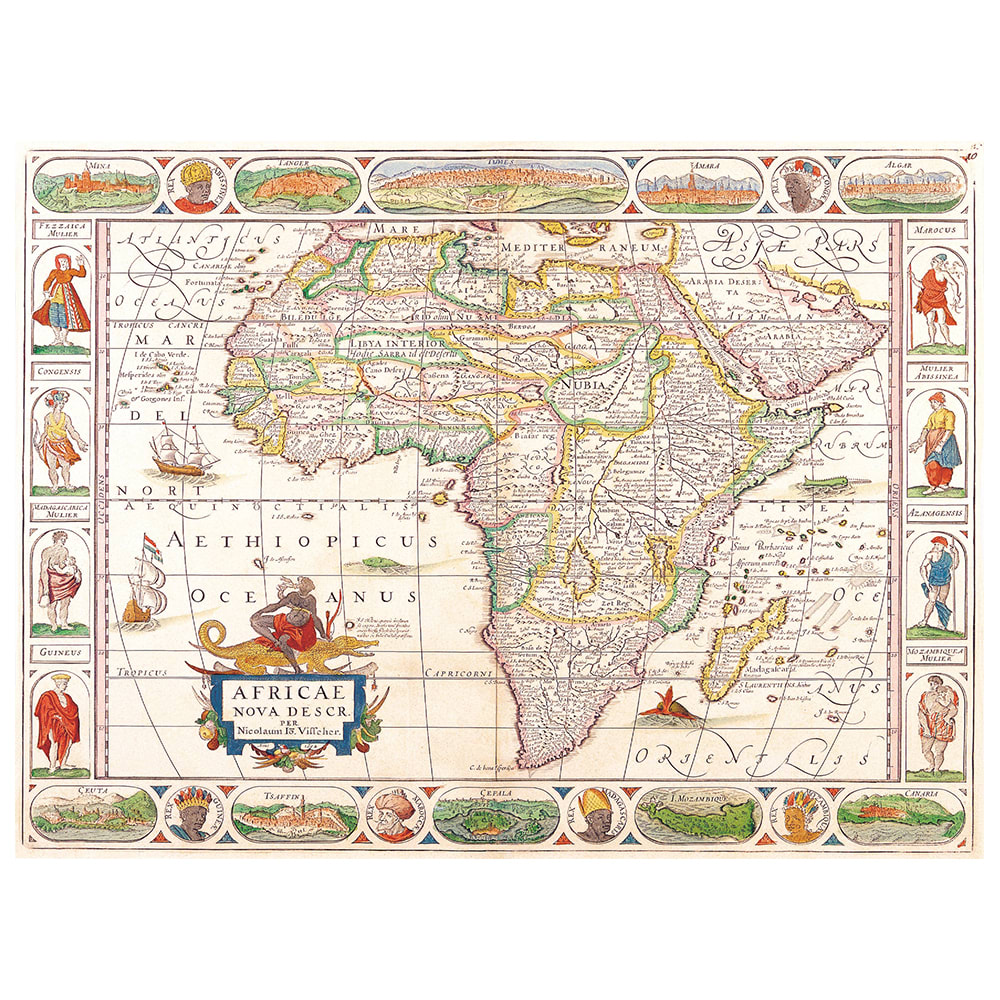 Stampa su tela - Mappa Antica No. 28 cm. 40x50 - Multicolore - PES - Poliestere