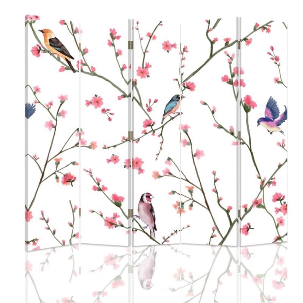 Biombo Songbirds - Separador de ambientes cm. 180x170 (5 paneles)