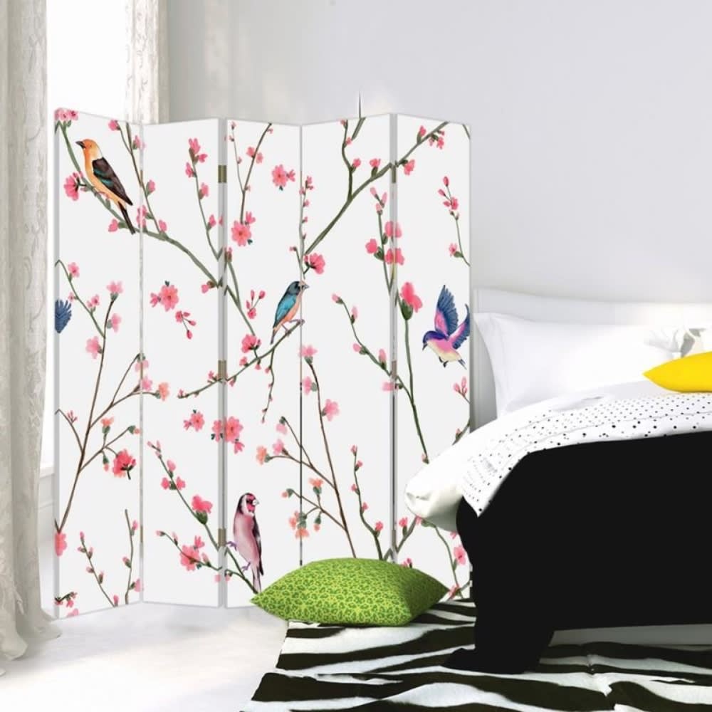 Biombo Songbirds - Separador de ambientes cm. 180x170 (5 paneles) - Maisons du Monde