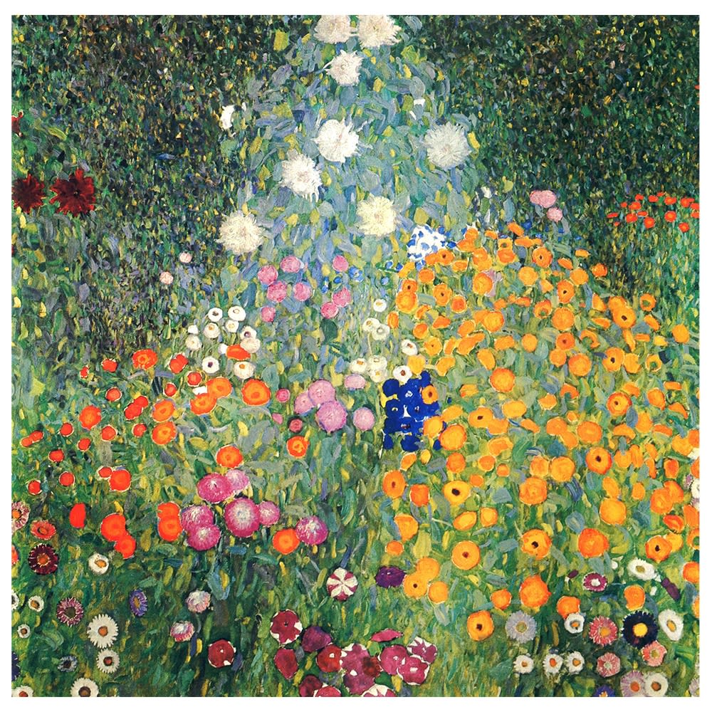 Tableau impression sur toile Jardin de Fleurs Gustav Klimt 90x90cm
