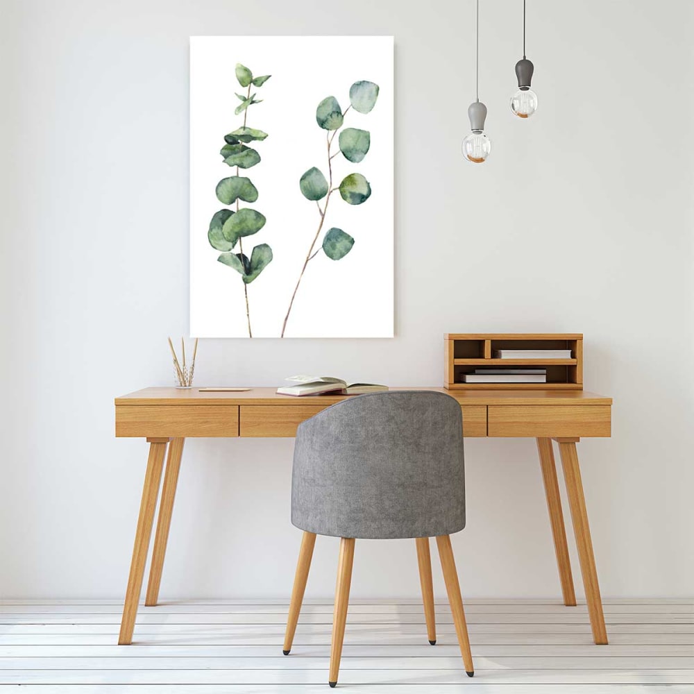 Tableau nature feuille d' eucalyptus imprimé sur toile 60x90 cm