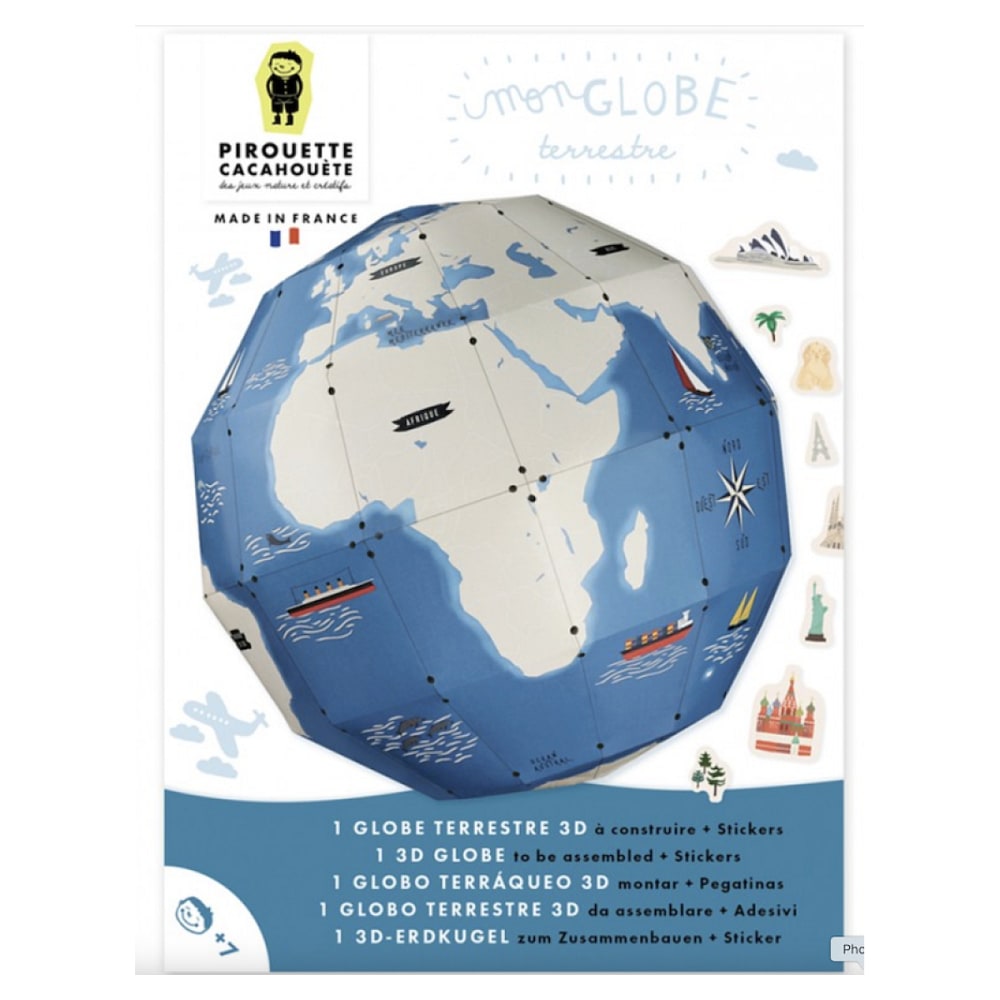 Pirouette Cacahouete Kit globe terrestre à monter D27cm Bleu Papier - 27x27x27cm