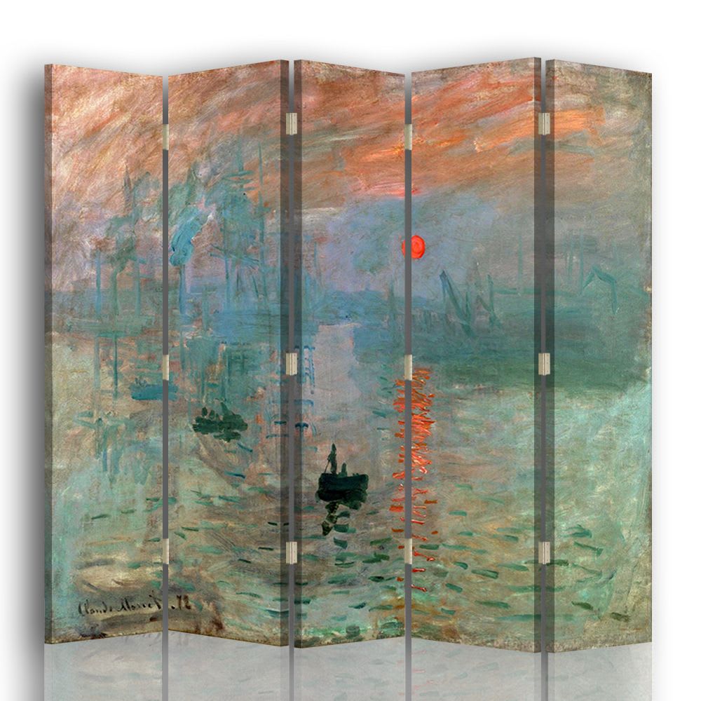 Biombo Impresión. Sol Naciente - Claude Monet - cm 180x170 (5 paneles)