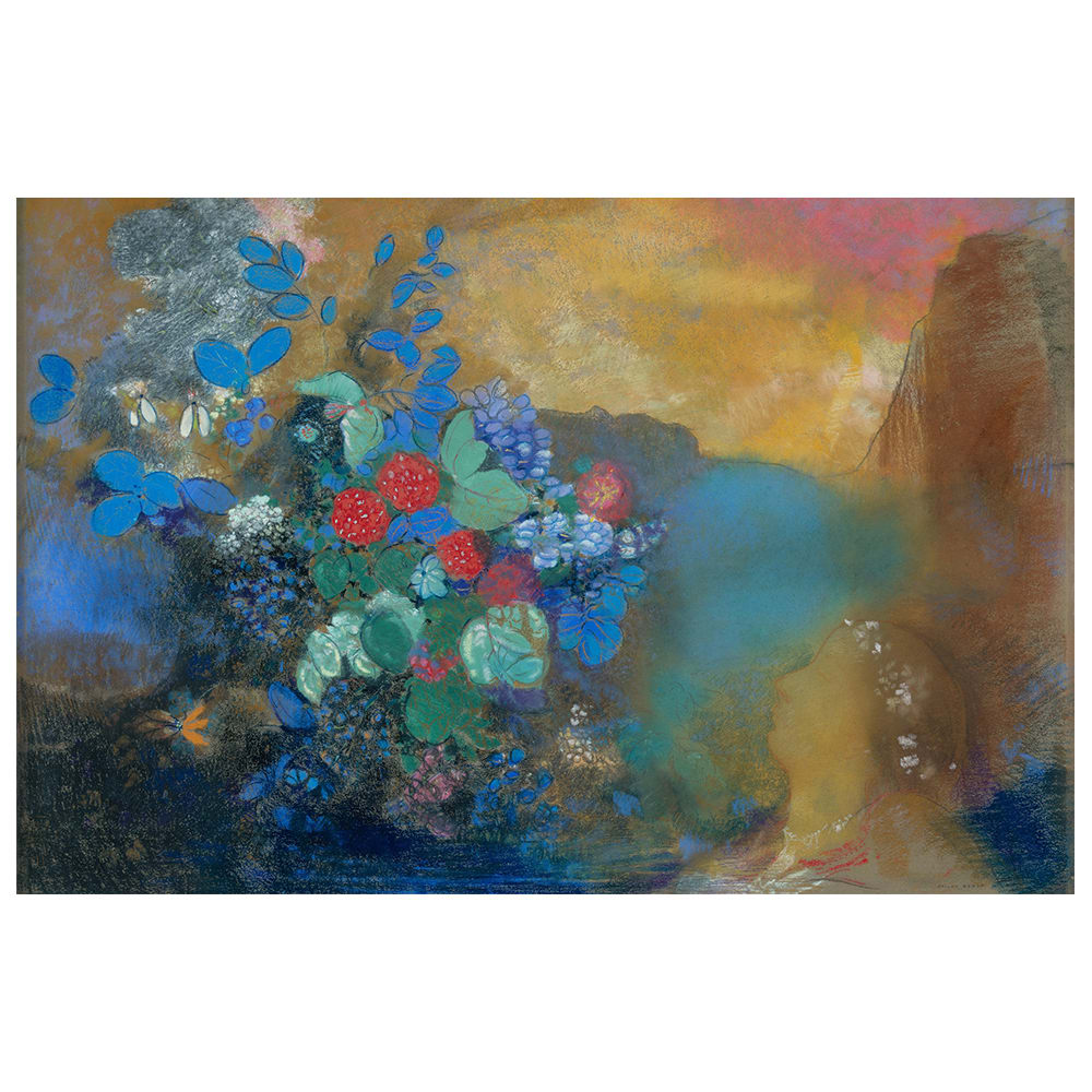 Stampa su tela - Ofelia Tra I Fiori - Odilon Redon cm. 60x90 - Multicolore - PES - Poliestere