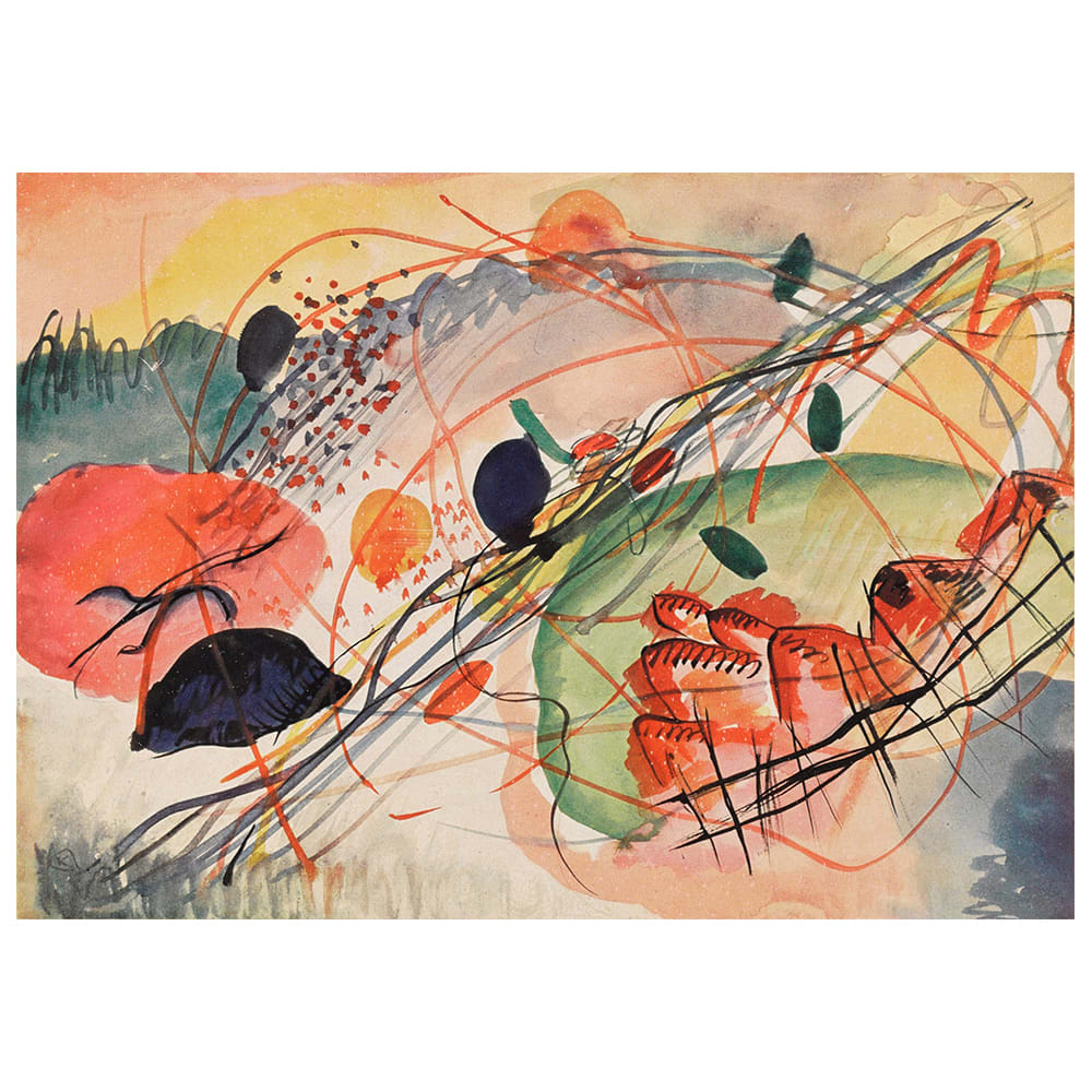 Stampa su tela - Acquarello 6 - Wassily Kandinsky cm. 50x70 - Multicolore - PES - Poliestere
