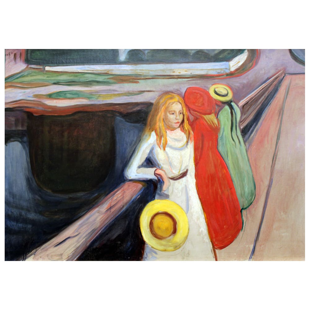 Stampa su tela - Le Ragazze Sul Ponte - Edvard Munch cm. 50x70 - Multicolore - PES - Poliestere