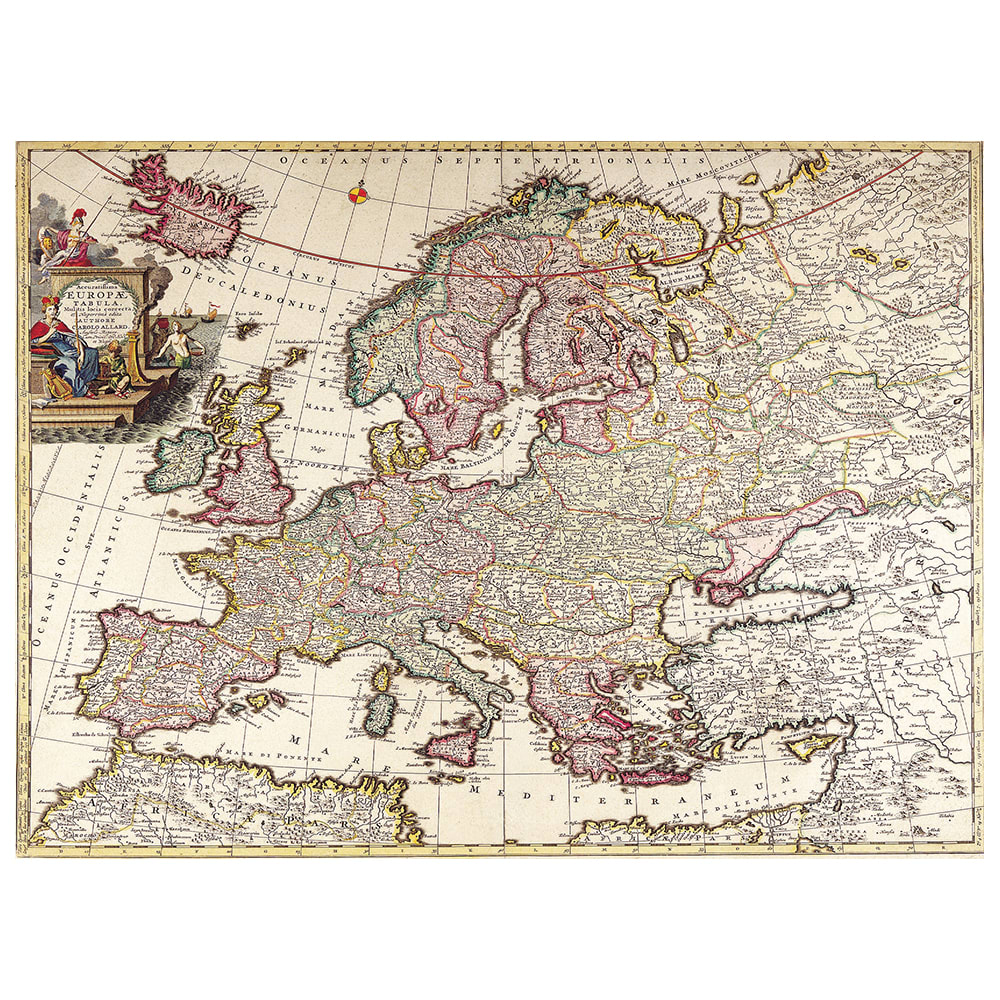 Stampa su tela - Mappa Antica No. 53 cm. 80x100 - Multicolore - PES - Poliestere