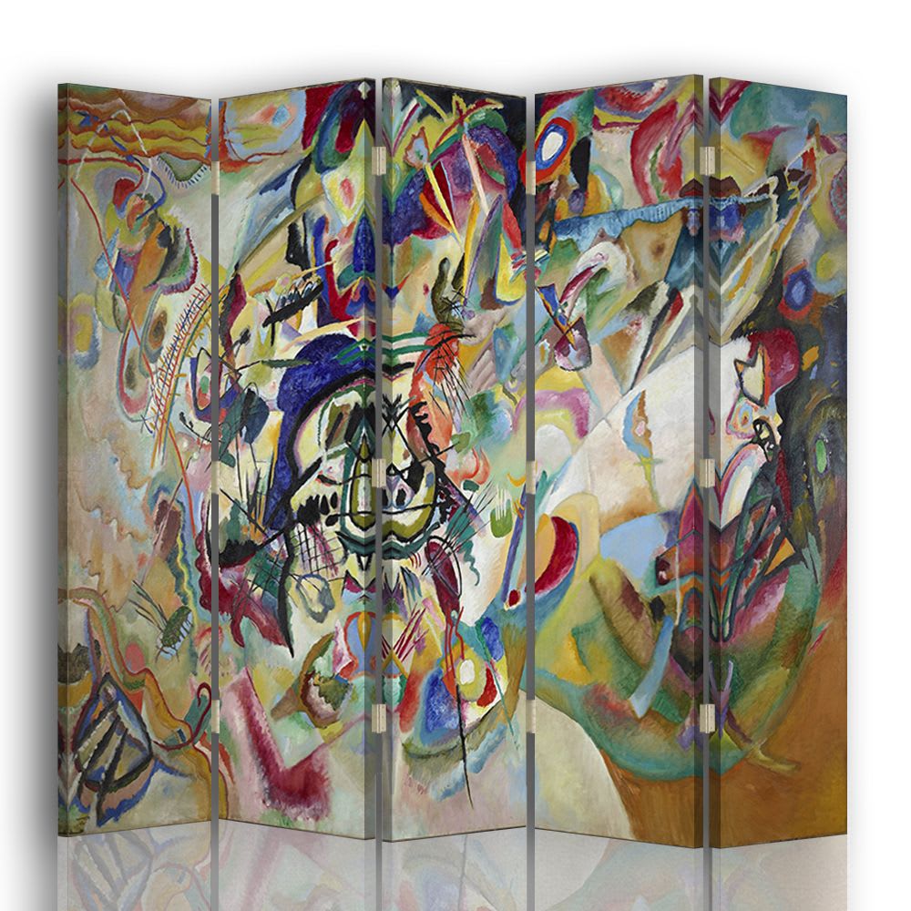Paravento - Separè Composizione Vii cm. 180x170 (5 pannelli) - Multicolore - PES - Poliestere