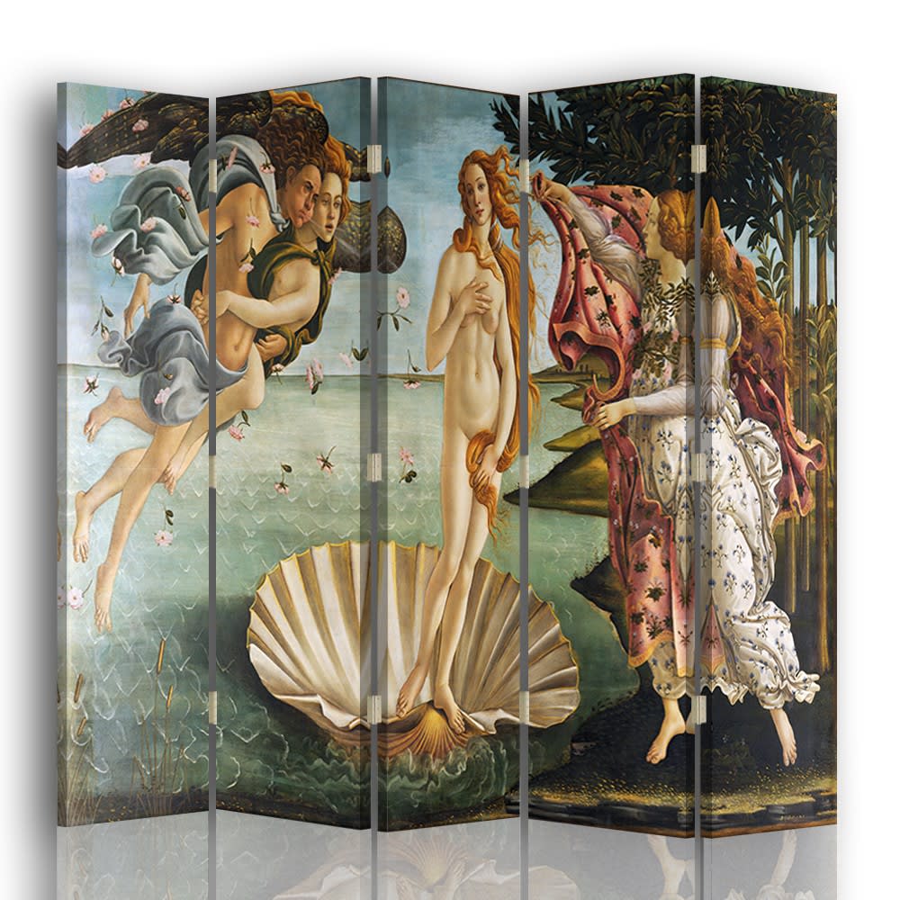 Paravento - Separè La Nascita Di Venere cm. 180x170 (5 pannelli) - Multicolore - PES - Poliestere