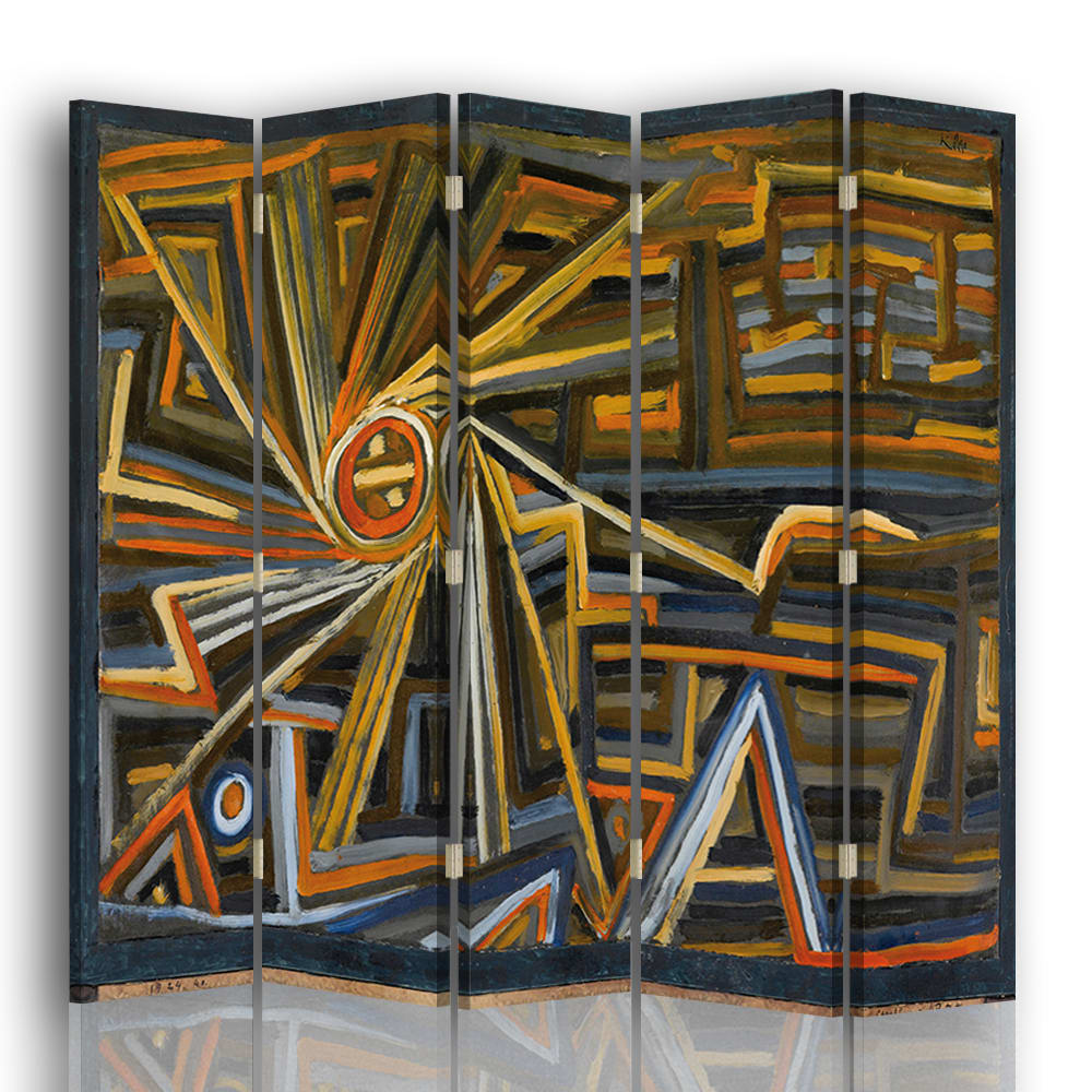 Paravento - Separè Radiazione e Rotazione cm. 180x170 (5 pannelli) - Marrone - PES - Poliestere
