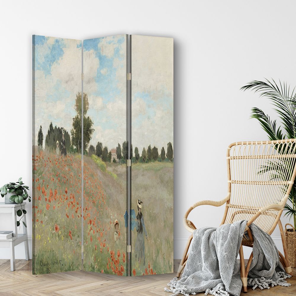 Paravento - Separè Campo Di Papaveri cm. 110x150 (3 pannelli) -