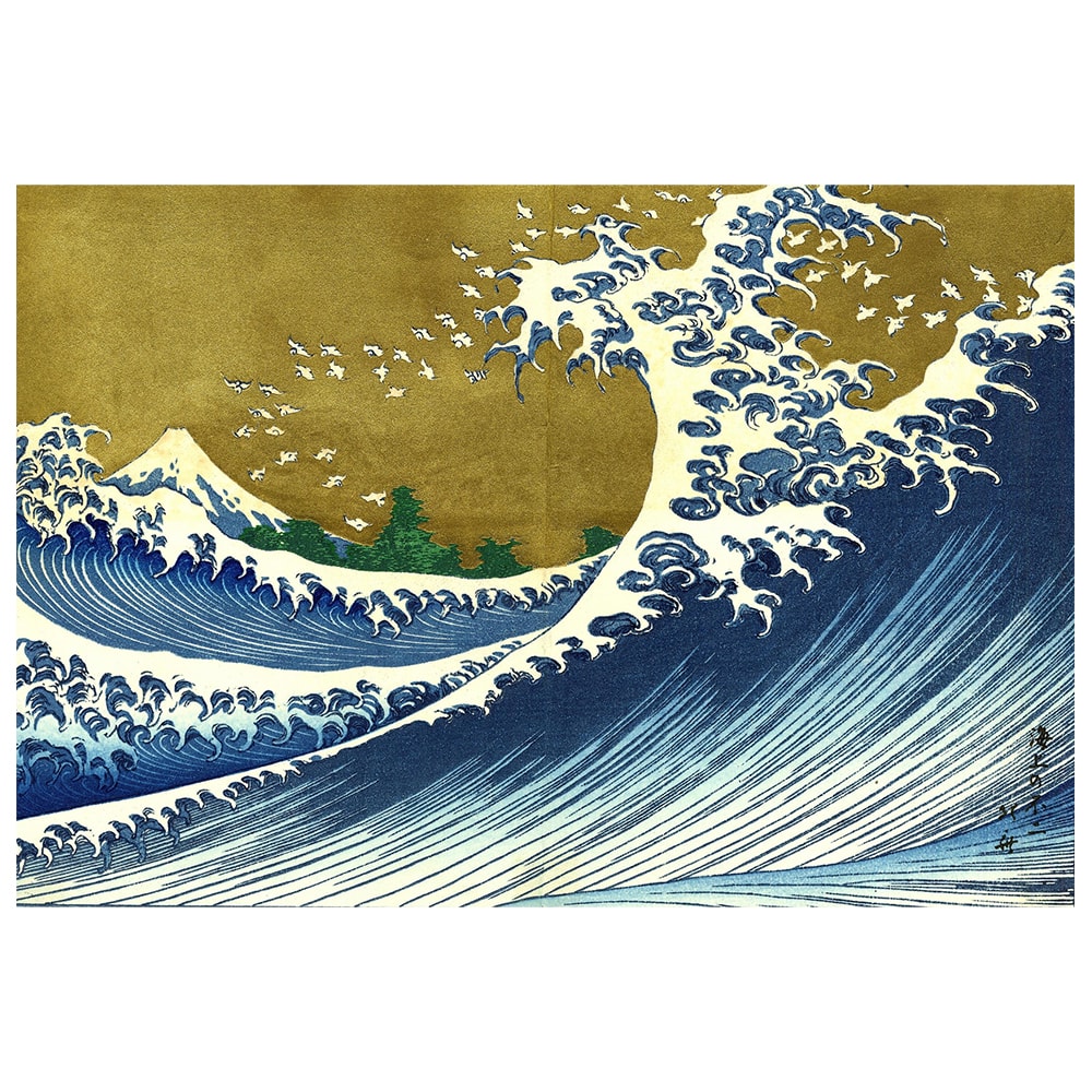 Stampa su tela - La Grande Onda - Katsushika Hokusai cm. 40x60 - Multicolore - PES - Poliestere