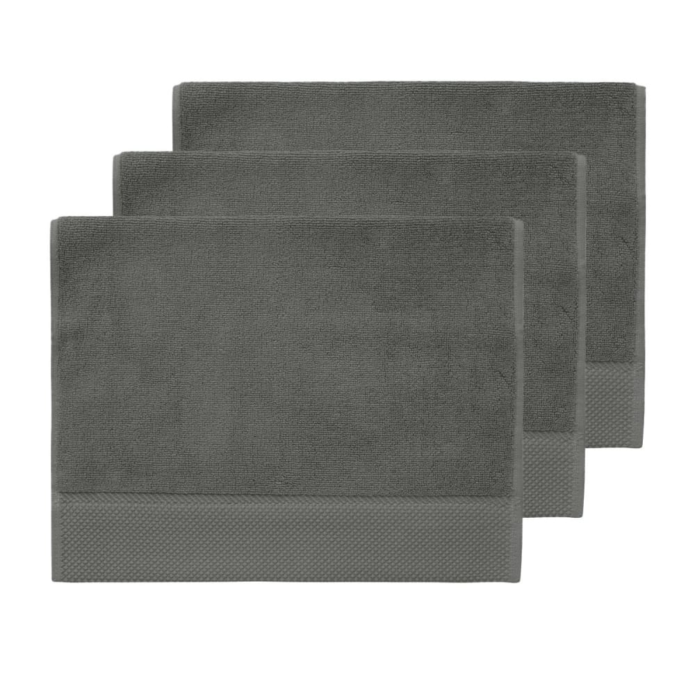 SENSEI MAISON 3 grandes serviettes invit&eacute; 560 g/m&sup2; anthracite 40x60 cm