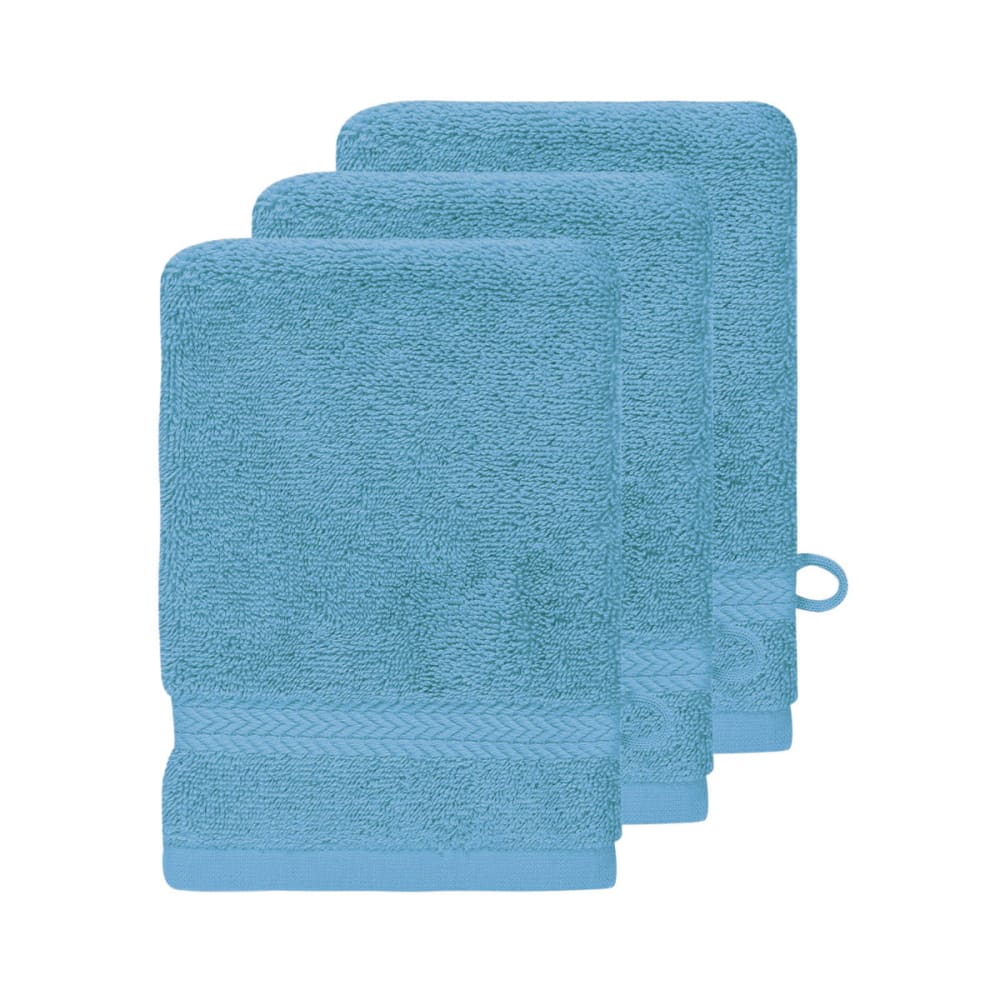 Llot de 3 gants de toilette 550 g/m² cobalt 16x22 cm