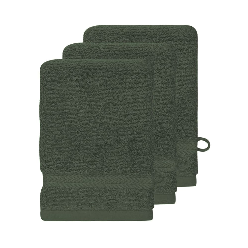 Llot de 3 gants de toilette 550 g/m² eucalyptus 16x22 cm