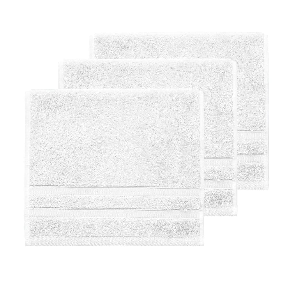 Llot de 3 serviettes invité 600 g/m² blanc 30x50 cm