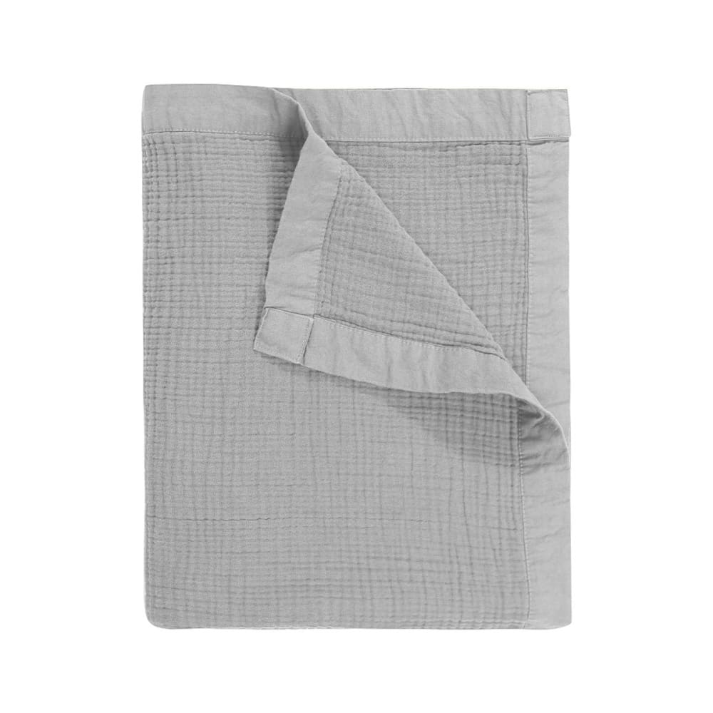 Plaid gansé en gaze de coton  gris perle 130x170 cm
