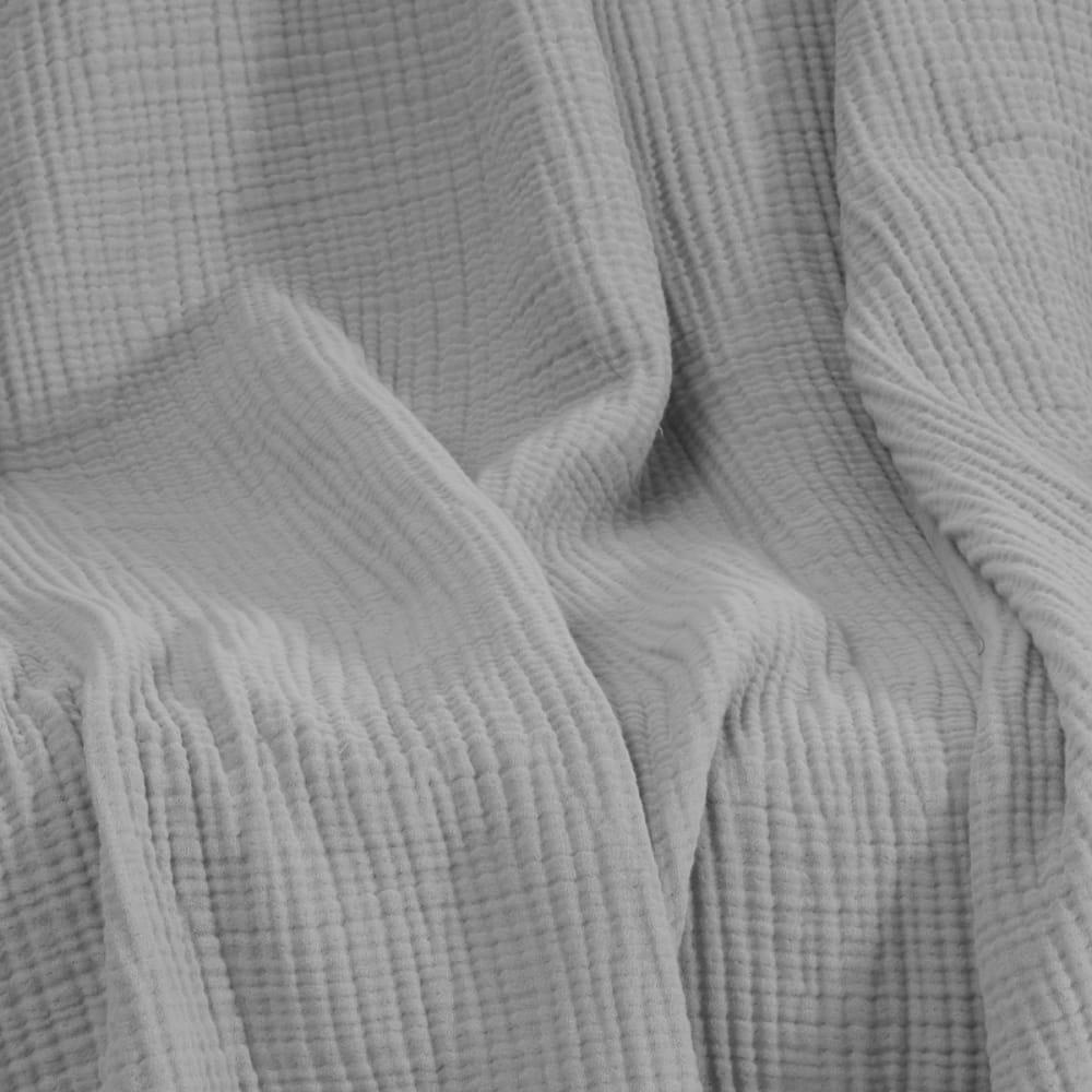 Plaid gansé en gaze de coton gris perle 130x170 cm - Maisons du Monde