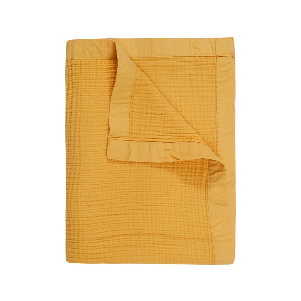 Plaid gansé en gaze de coton  miel 130x170 cm