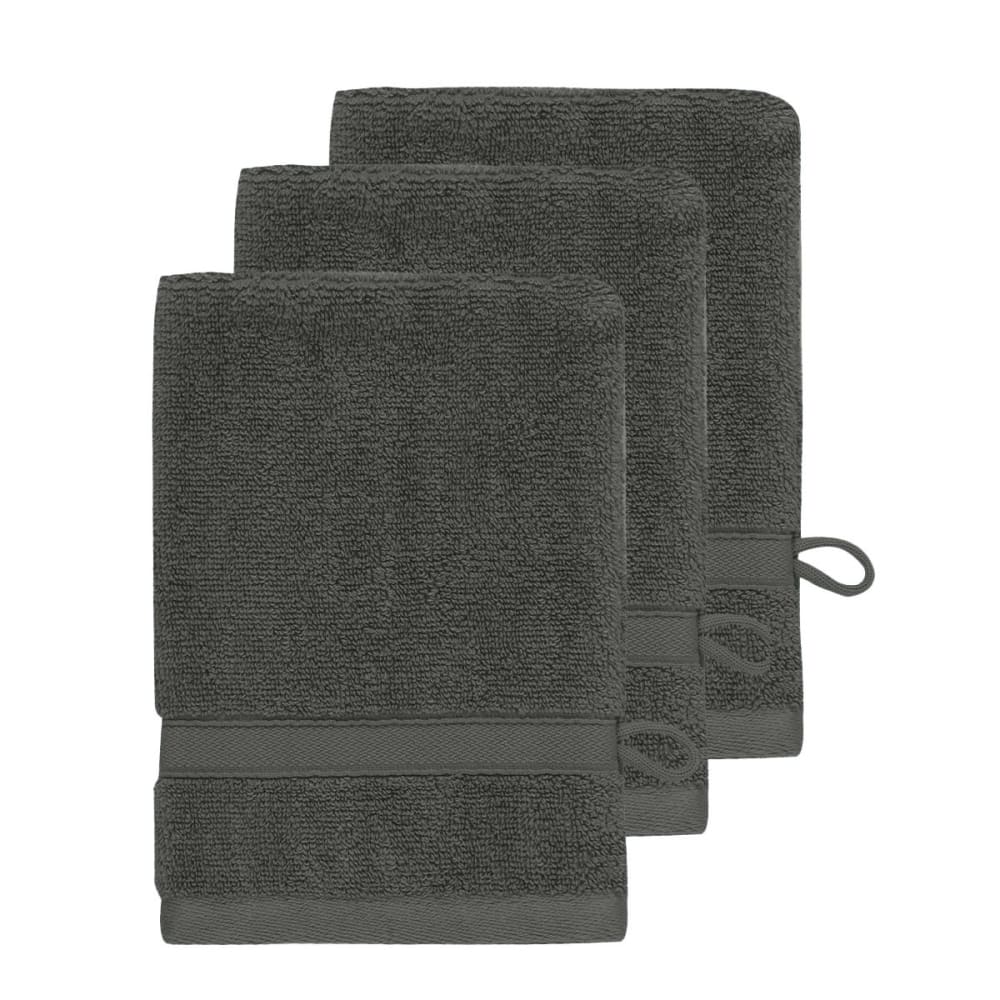 Lot de 3 gants de toilette 600 g/m²  anthracite 16x22 cm