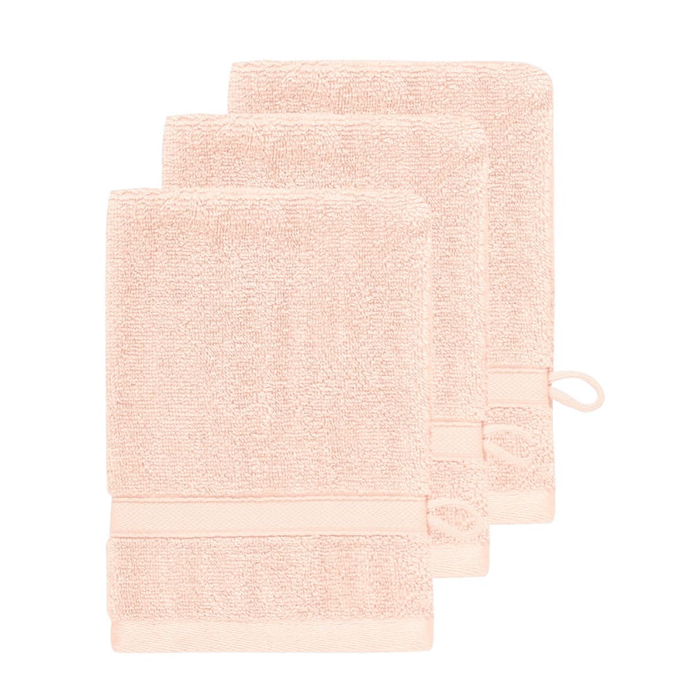 Lot de 3 gants de toilette 600 g/m²  poudre 16x22 cm