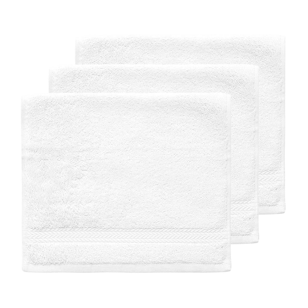 Llot de 3 serviettes invité 550 g/m² blanc 30x50 cm