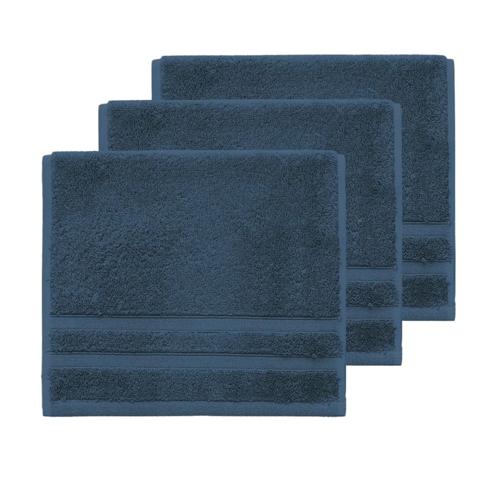 Lot de 3 serviettes invité 600 g/m²  indigo 30x50 cm