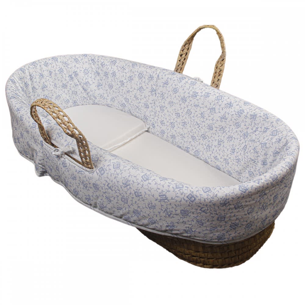 Laura Ashley baby Couffin alphabet bleu ciel Bleu Certifié Oeko-Tex Coton - 75x25x30cm
