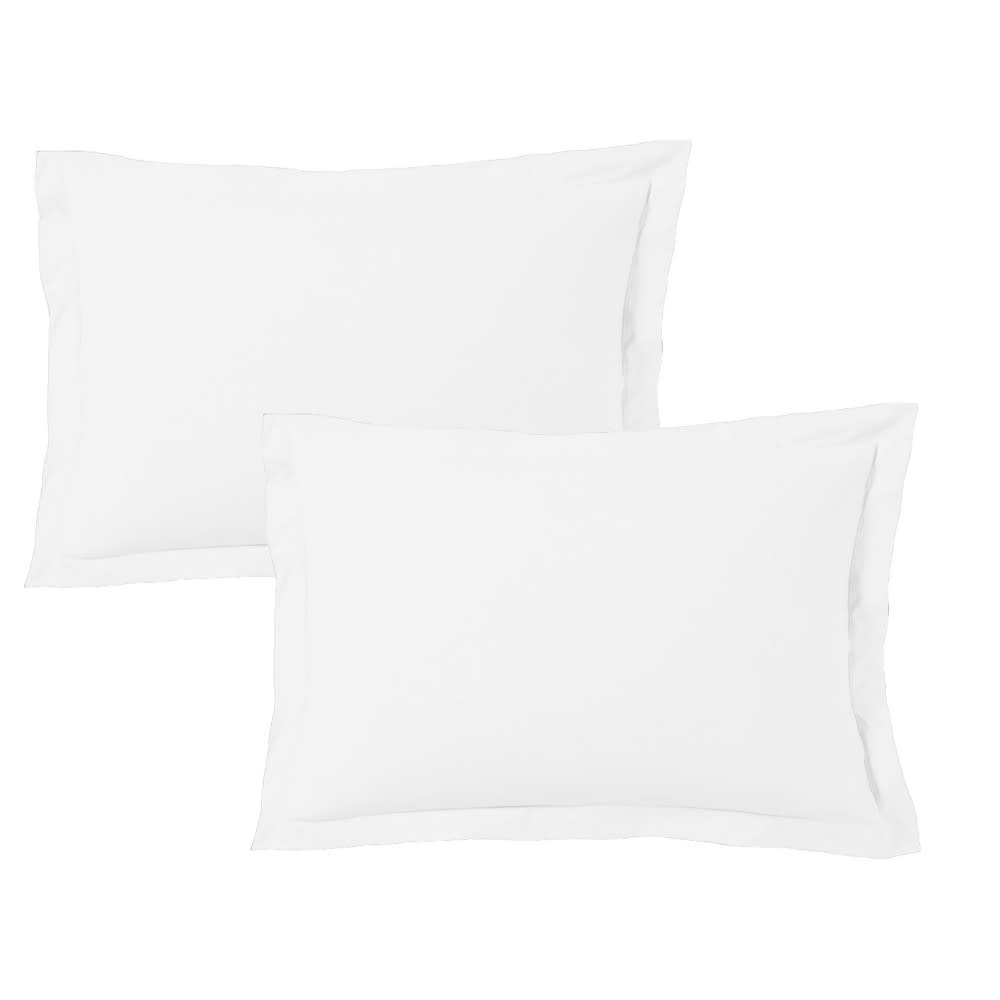 Lot de 2 taies d'oreiller 50x70 cm satin de coton blanc
