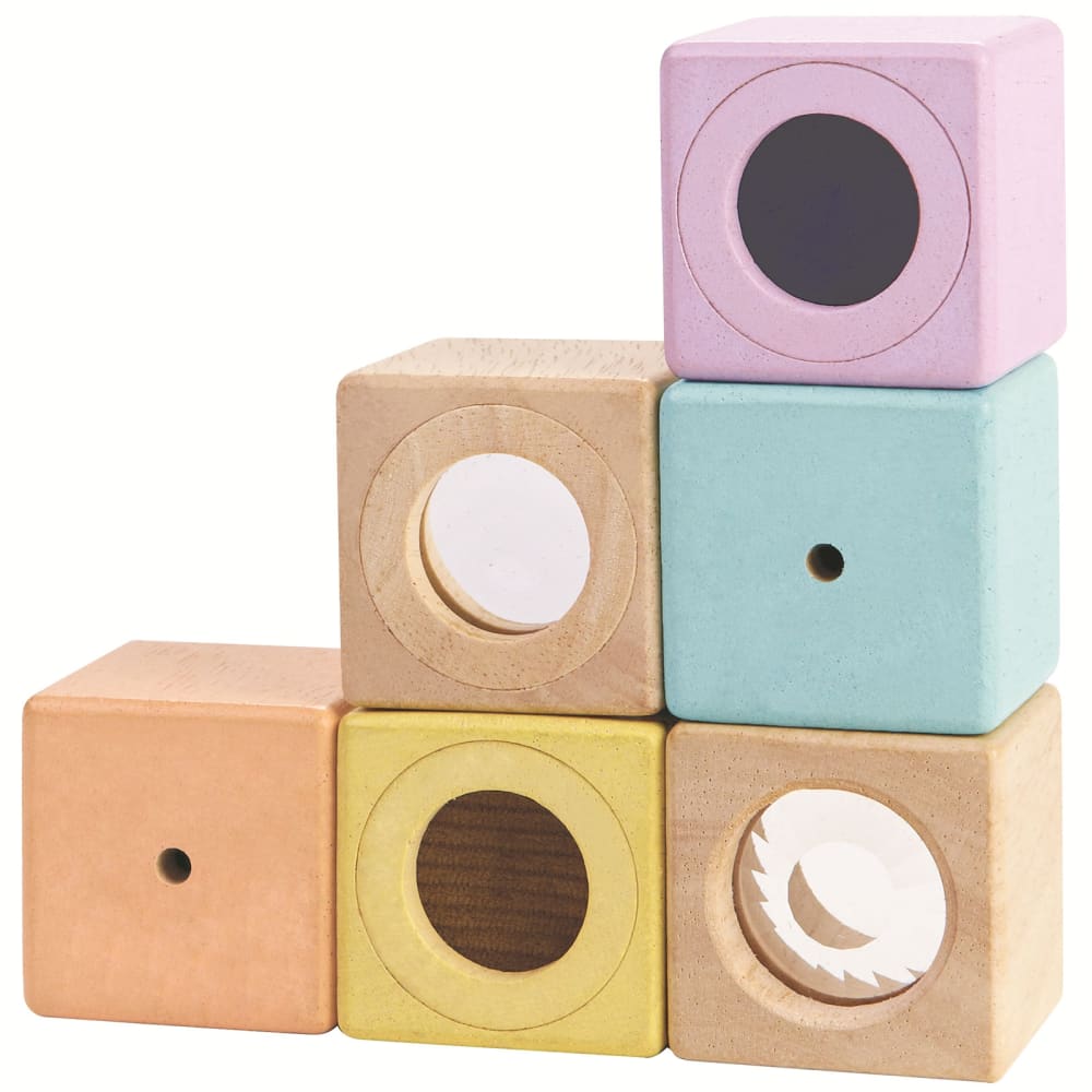 PLAN TOYS Blocs sensoriels pastel Multicolore Bois - 4x4x4cm