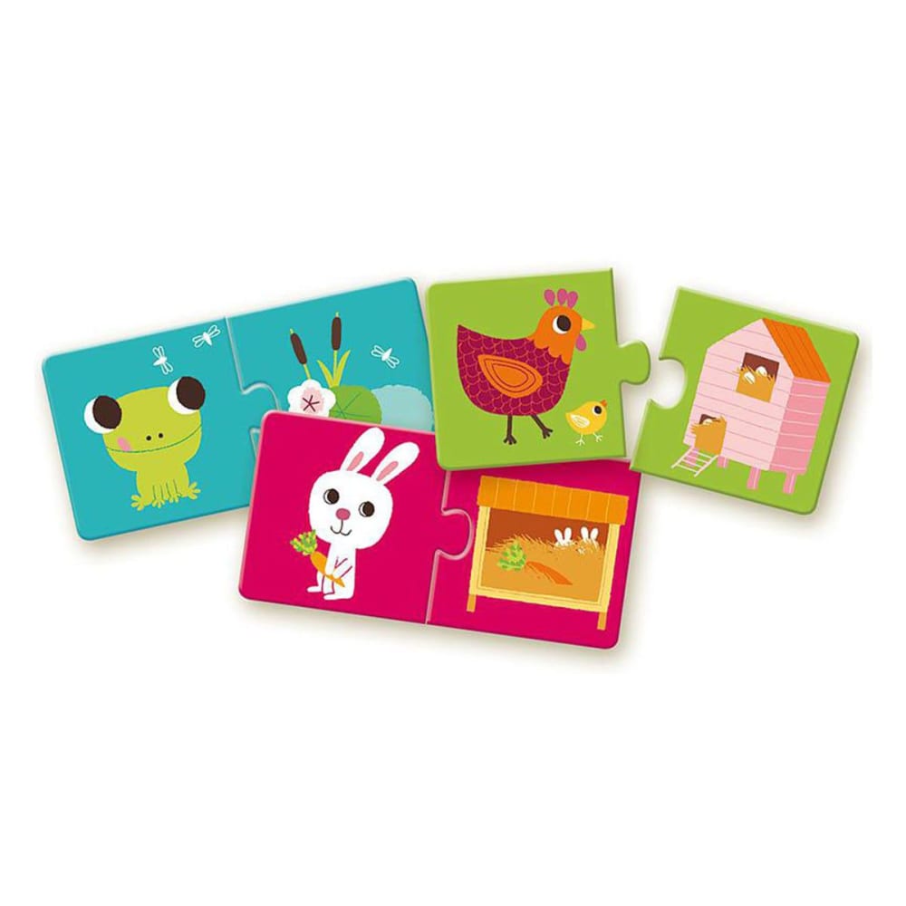 Djeco Puzzle duo habitat Multicolore Bois - 12x6x18cm