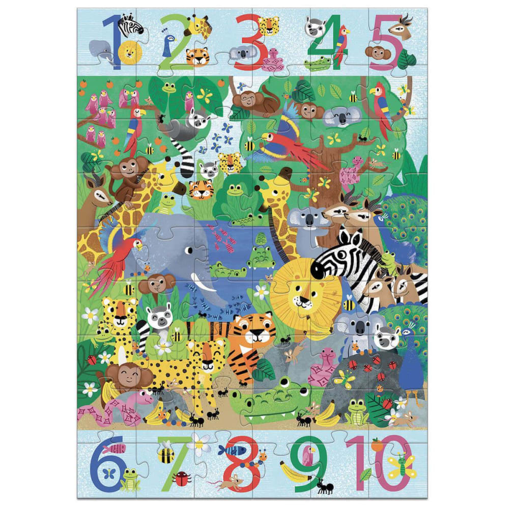 Djeco Puzzle surdimensionné 1 à 10 Jungle Multicolore Bois - 50x70x70cm
