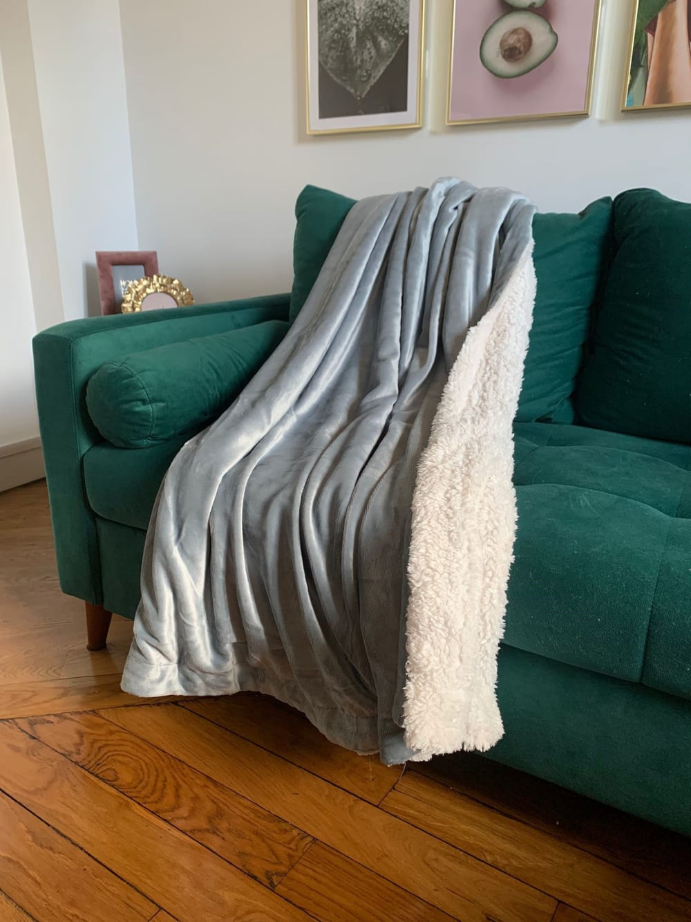 Plaid polaire doublé imitation '' Mouton'' gris clair 130x170cm