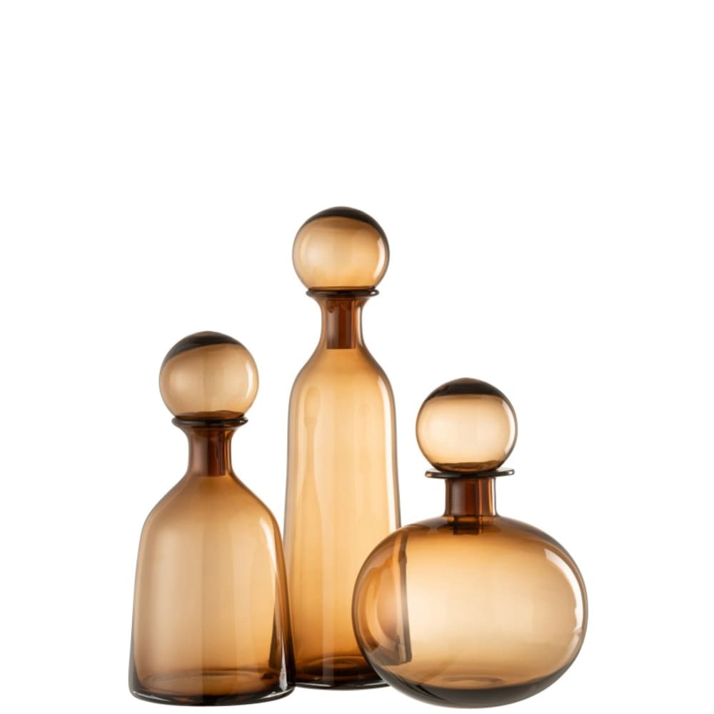 Bouteille décorative et bouchon rond verre marron H44,5cm