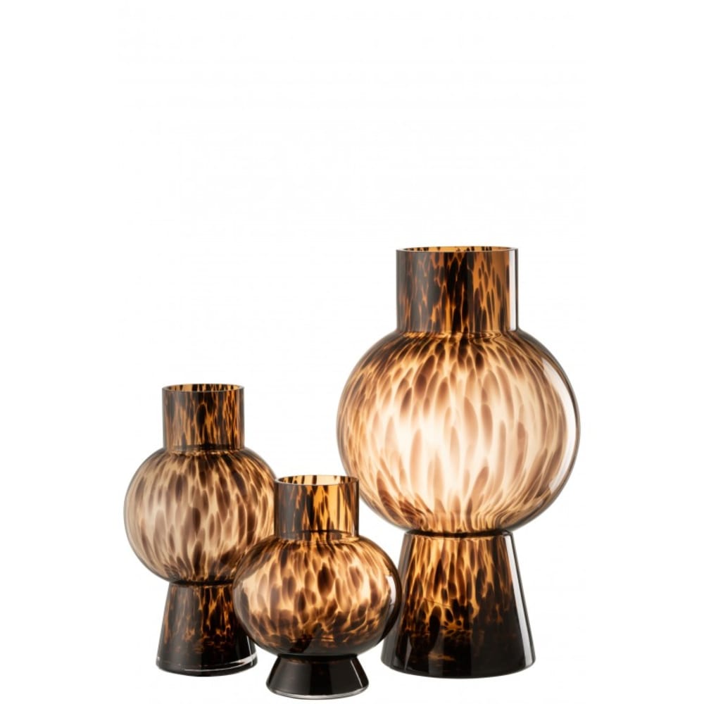 Vase boule verre marron H46,5cm