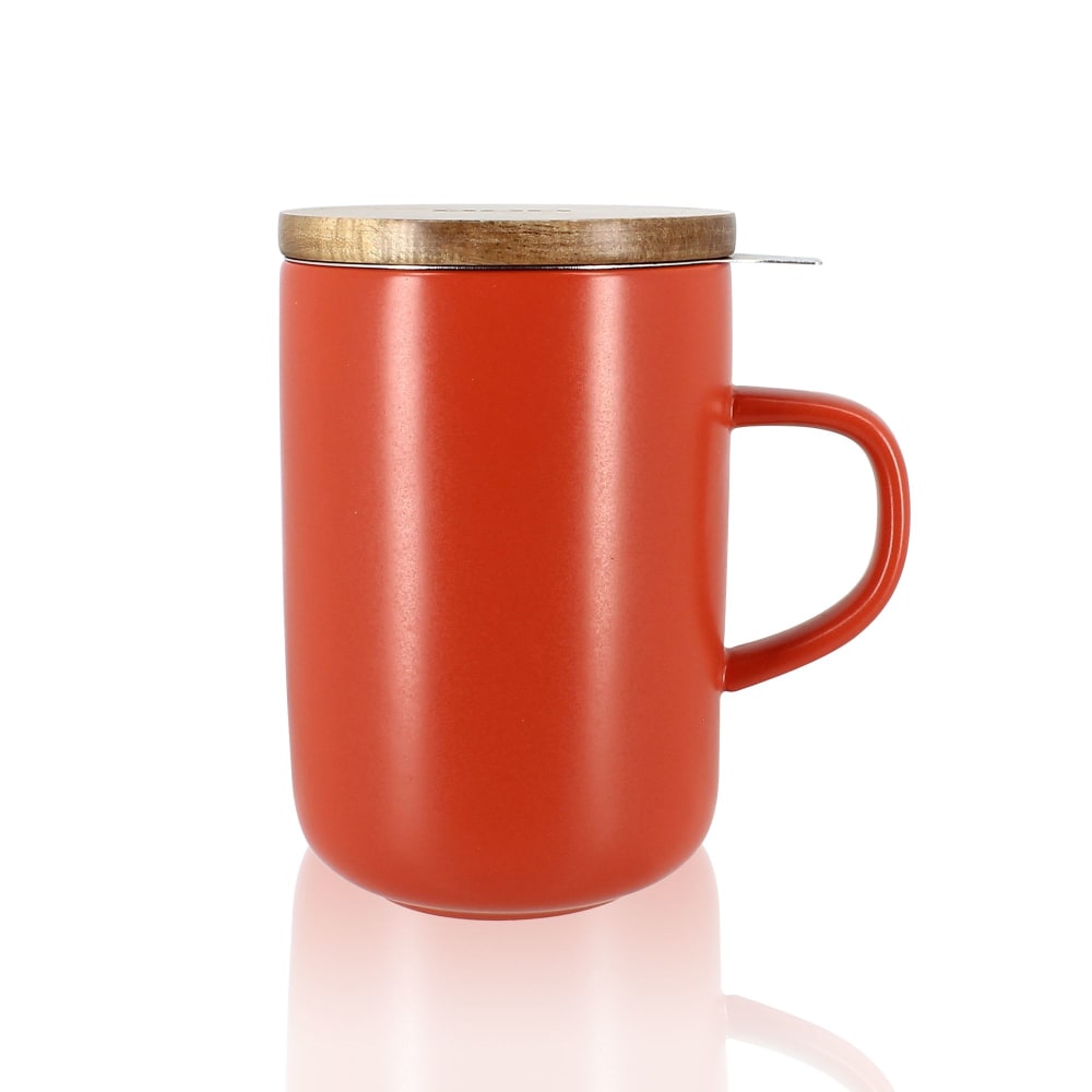 Tisanière en grès avec couvercle en bois d'acacia 475ml