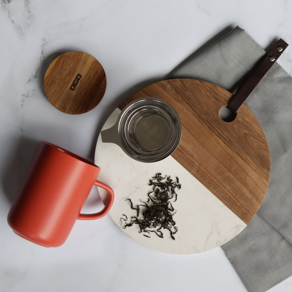 Tisanière en grès avec couvercle en bois d'acacia 475ml - Maisons du Monde