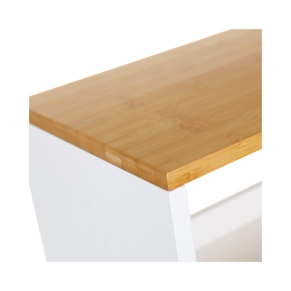 Desserte de cuisine sur roulettes blanc et bois