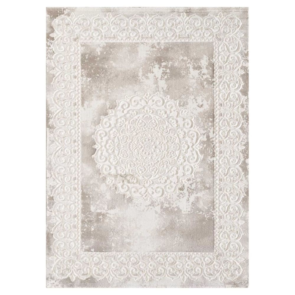 Tapis oriental motif ethnique, idéal pour un salon, beige 160x220