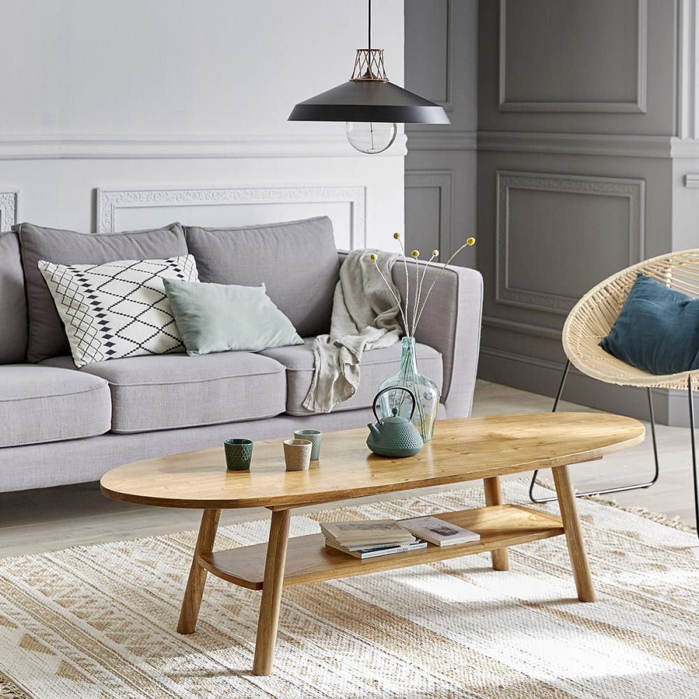 BERAH GETAH Vintage Couchtisch in Mindy style modern Beige Holz