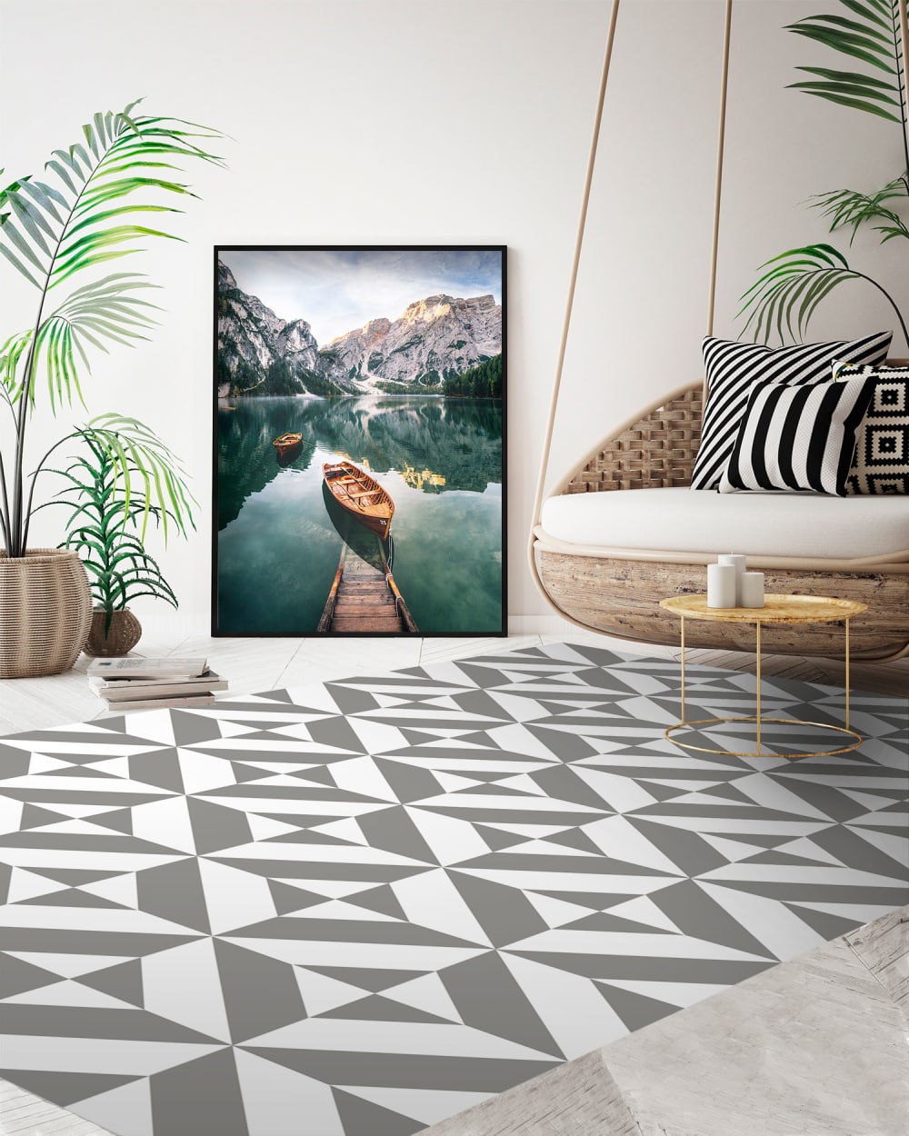 Tapis vinyle forme géométrique grise 60x250cm — vue 4