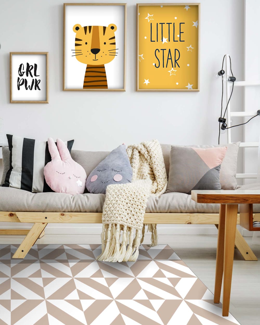 Tapis vinyle forme géométrique rose 60x250cm — vue 3