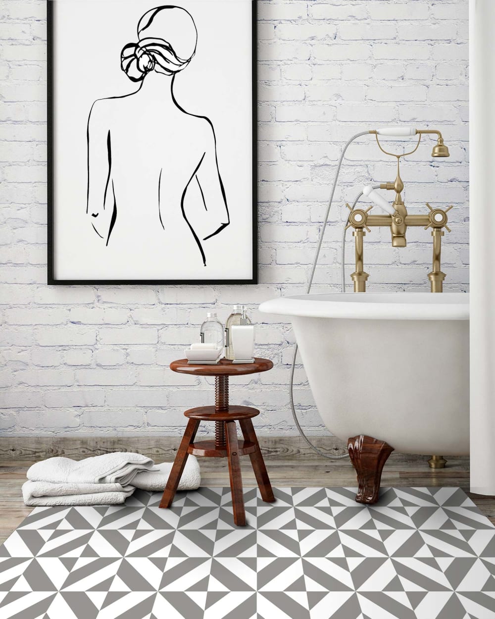 Tapis vinyle forme géométrique grise 300x200cm