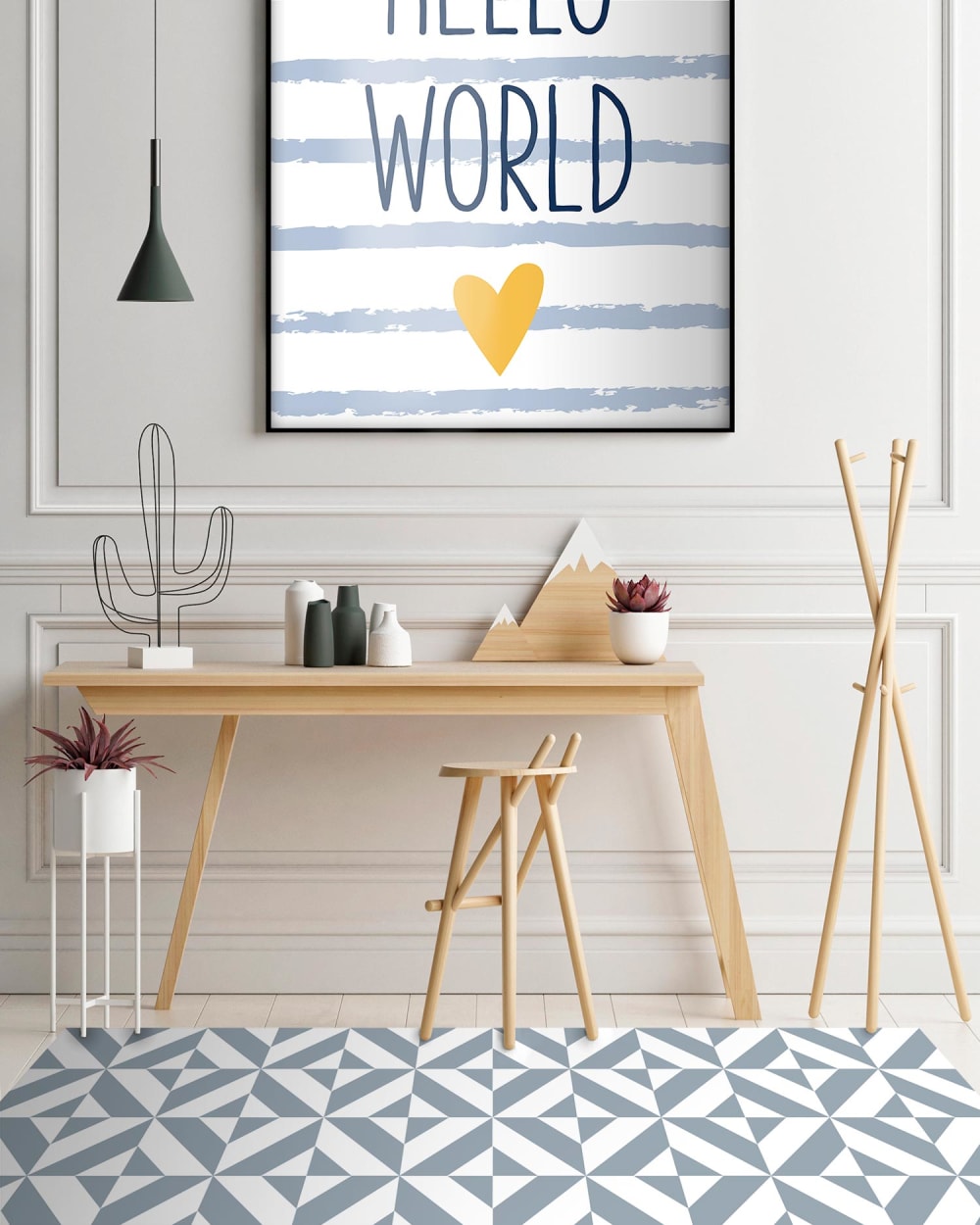 Tapis vinyle forme géométrique bleue 60x250cm — vue 3