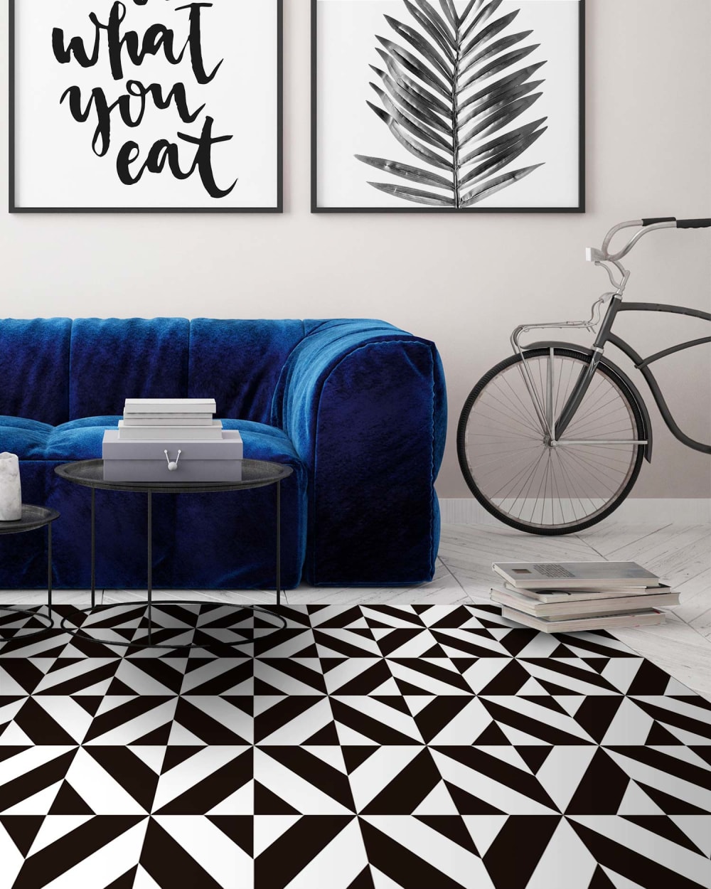 Tapis vinyle forme géométrique noir 60x250cm — vue 4