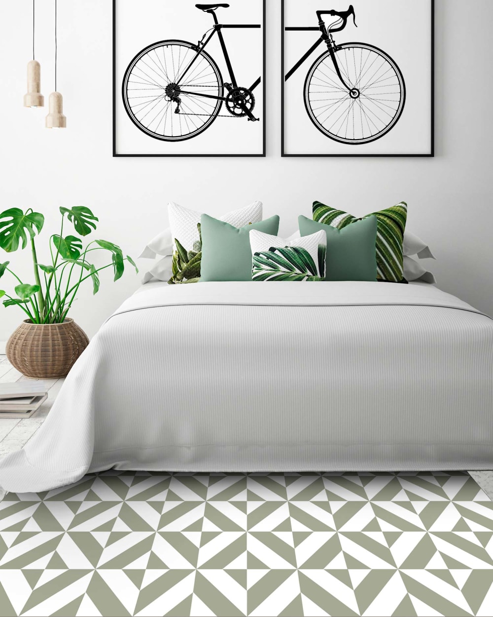 Tapis vinyle forme géométrique verte 60x250cm — vue 4