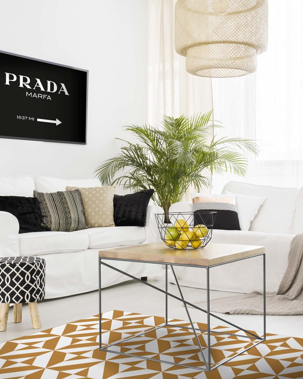 Tapis vinyle forme géométrique moutarde 300x200cm